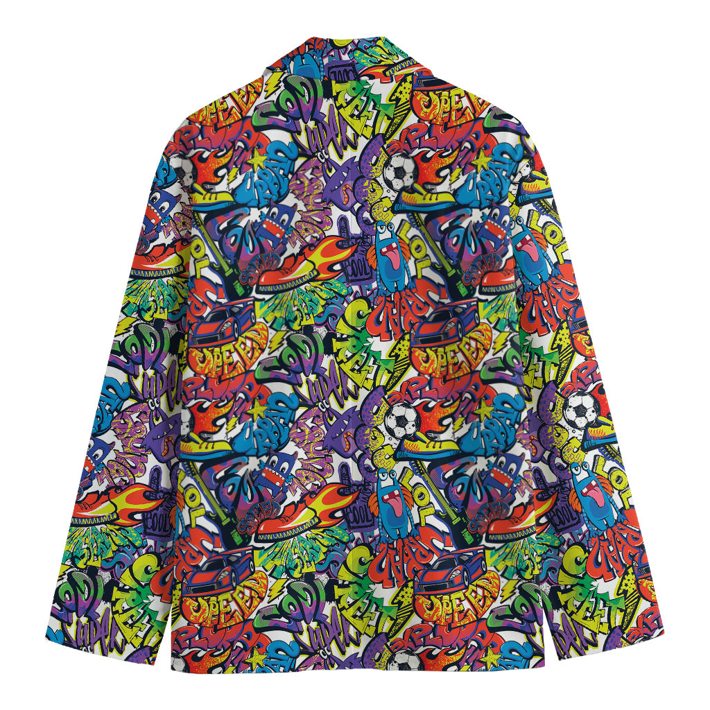 Funky Graffiti Pattern Print Men's Blazer