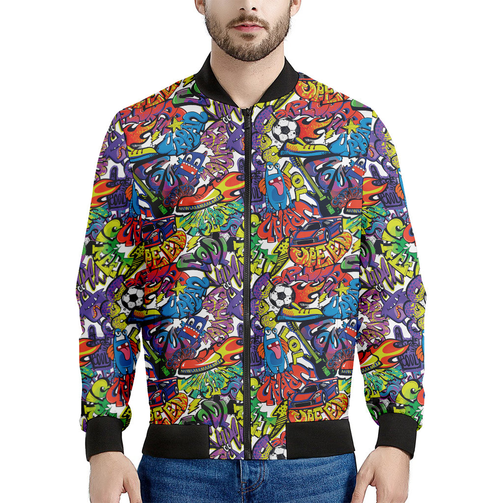 Funky Graffiti Pattern Print Men's Bomber Jacket