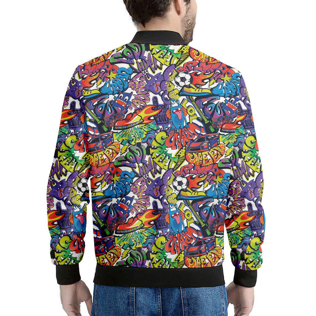 Funky Graffiti Pattern Print Men's Bomber Jacket