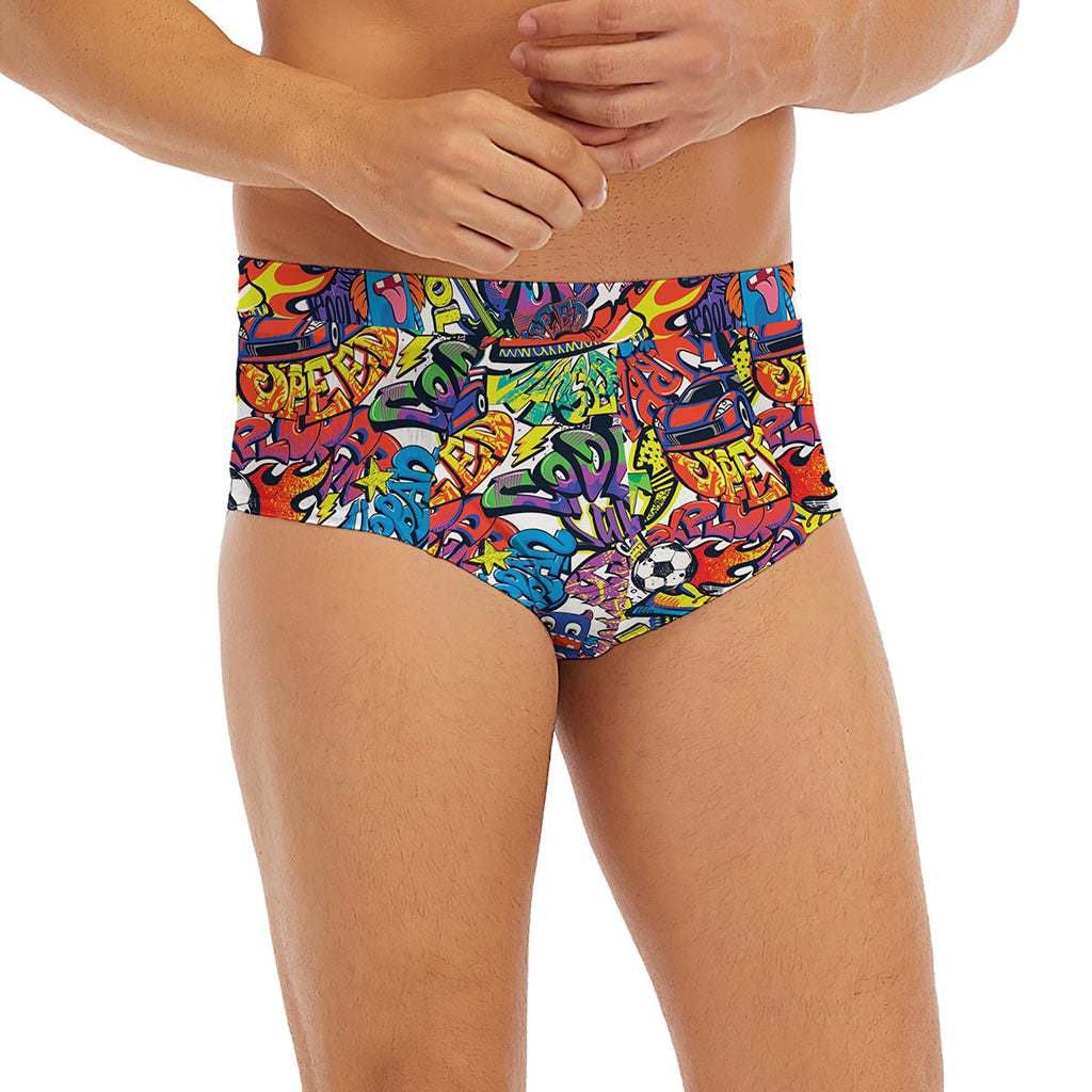 Funky Graffiti Pattern Print Men's Briefs