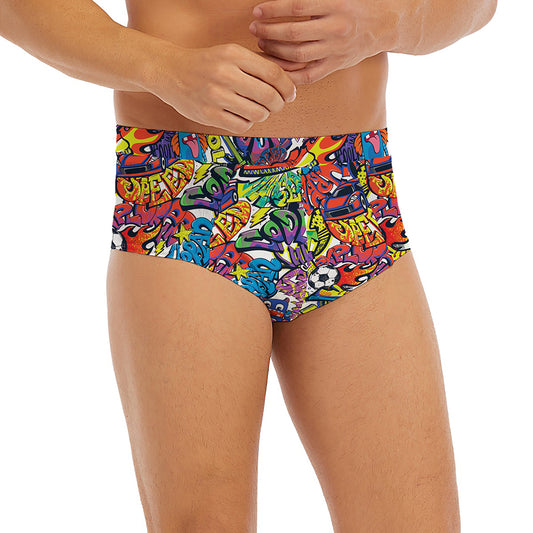 Funky Graffiti Pattern Print Men's Briefs