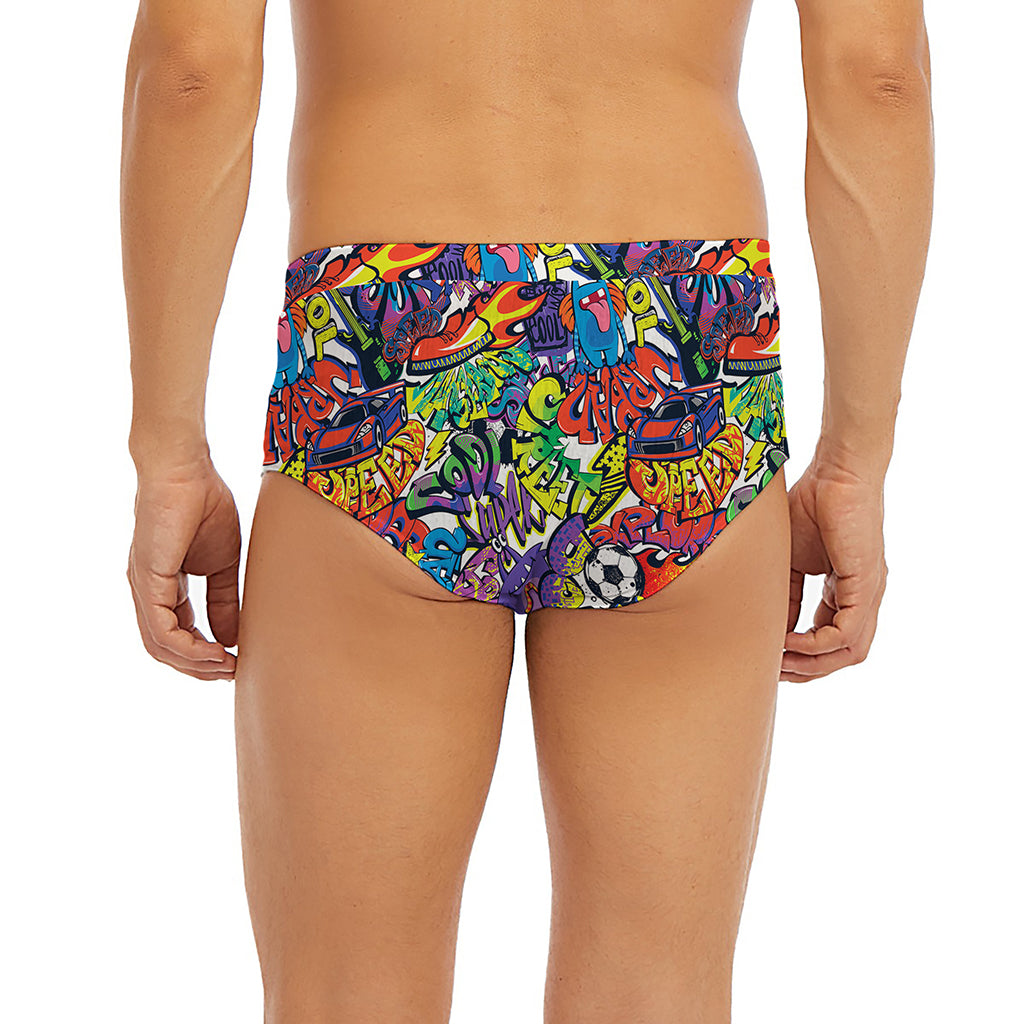 Funky Graffiti Pattern Print Men's Briefs