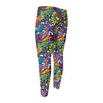 Funky Graffiti Pattern Print Men's Compression Pants