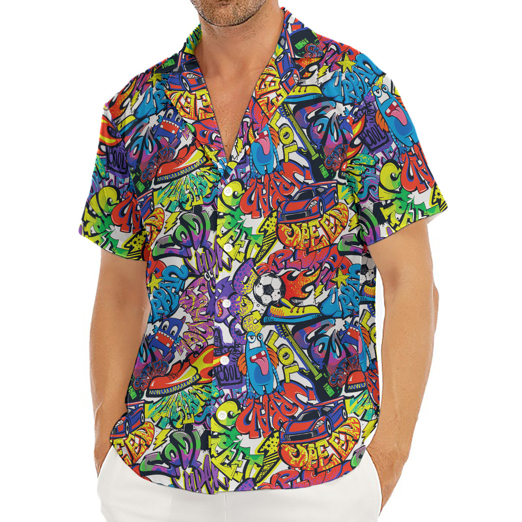 Funky Graffiti Pattern Print Men's Deep V-Neck Shirt