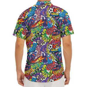 Funky Graffiti Pattern Print Men's Deep V-Neck Shirt