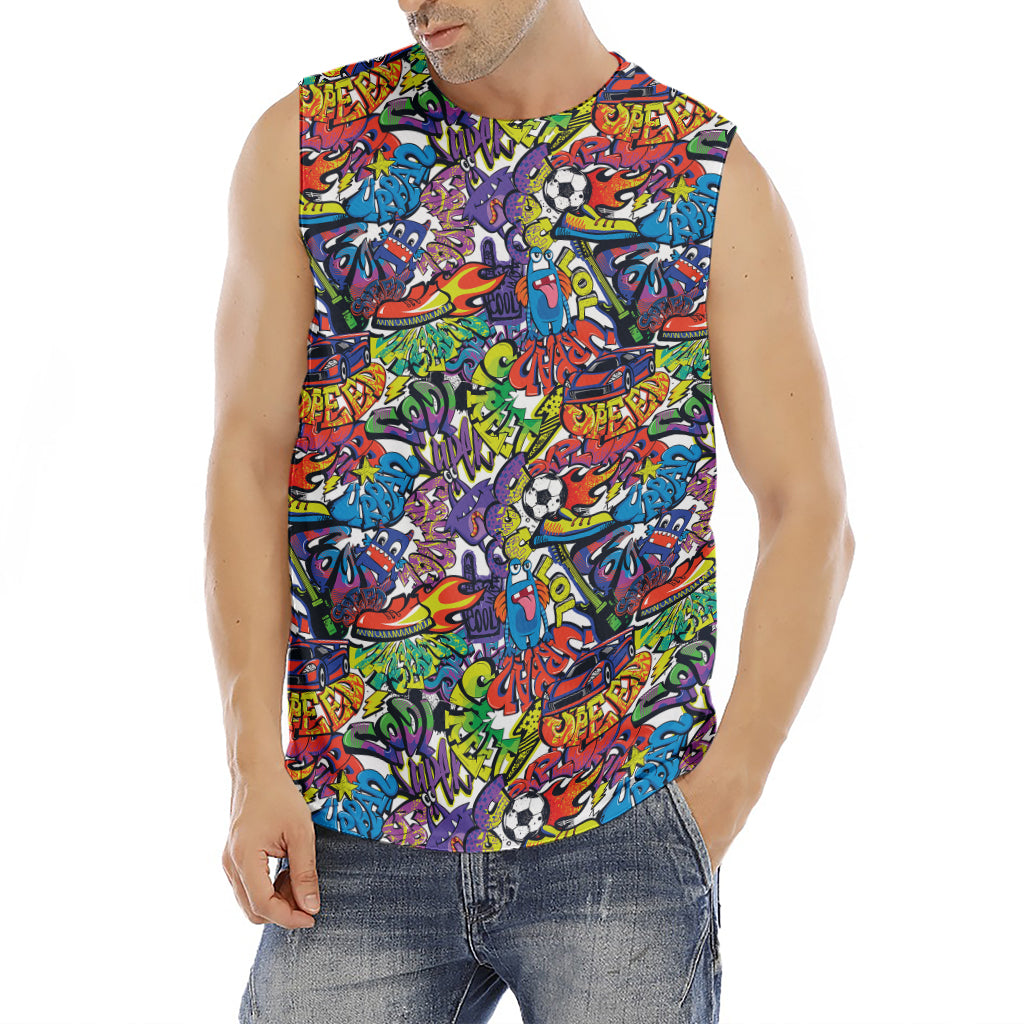 Funky Graffiti Pattern Print Men's Fitness Tank Top