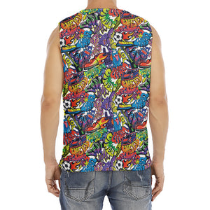 Funky Graffiti Pattern Print Men's Fitness Tank Top