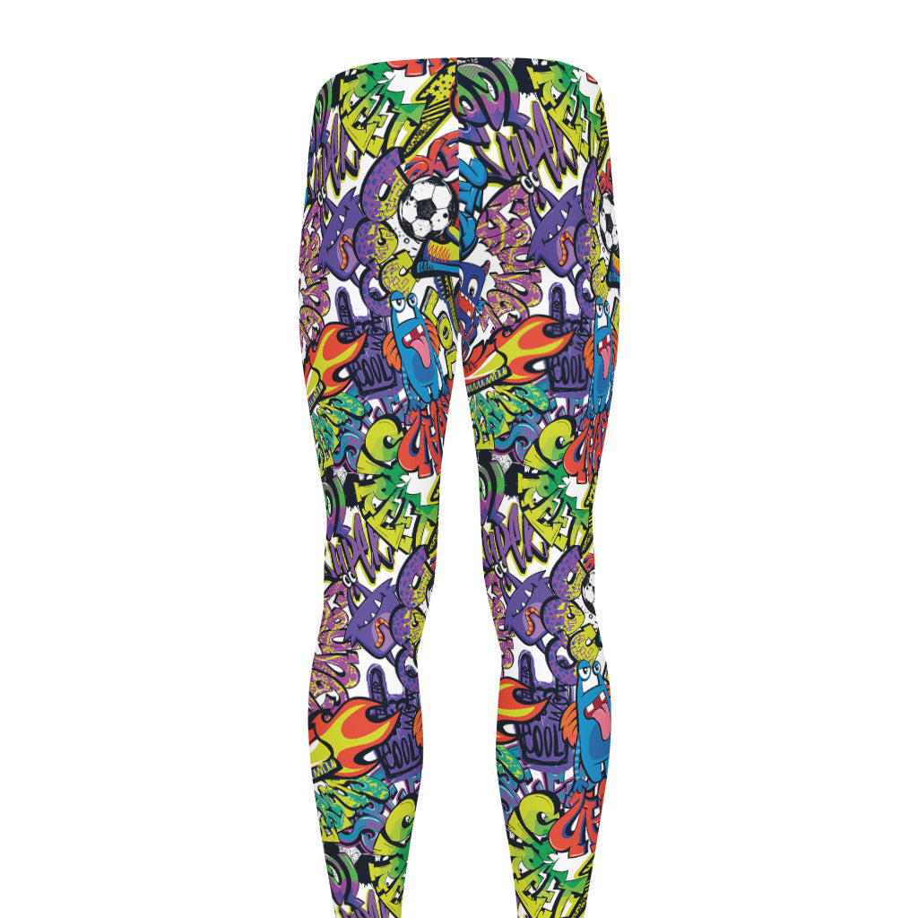 Funky Graffiti Pattern Print Men's leggings