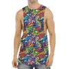 Funky Graffiti Pattern Print Men's Muscle Tank Top