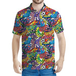 Funky Graffiti Pattern Print Men's Polo Shirt