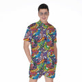 Funky Graffiti Pattern Print Men's Romper