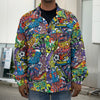 Funky Graffiti Pattern Print Men's Shirt Jacket