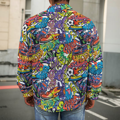 Funky Graffiti Pattern Print Men's Shirt Jacket