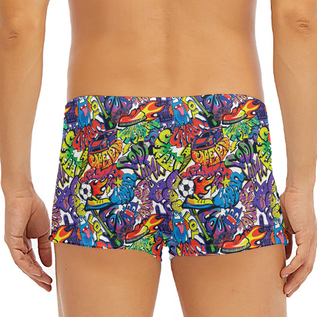 Funky Graffiti Pattern Print Men's Short Boxer Briefs