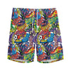 Funky Graffiti Pattern Print Men's Sports Shorts