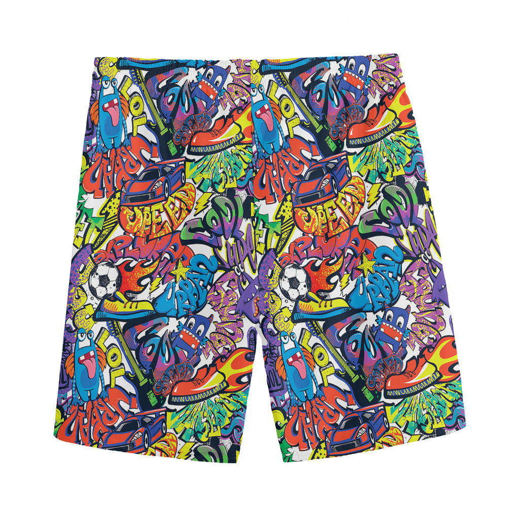 Funky Graffiti Pattern Print Men's Sports Shorts