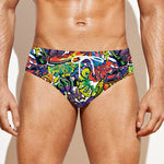 Funky Graffiti Pattern Print Men's Swim Briefs