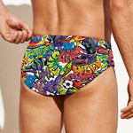Funky Graffiti Pattern Print Men's Swim Briefs