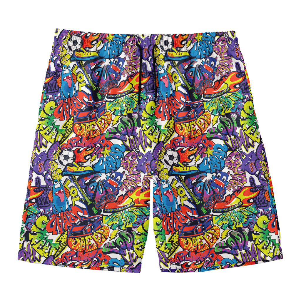 Funky Graffiti Pattern Print Men's Swim Trunks