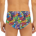 Funky Graffiti Pattern Print Men's Triangle Swim Briefs