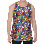 Funky Graffiti Pattern Print Men's Velvet Tank Top