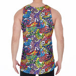 Funky Graffiti Pattern Print Men's Velvet Tank Top