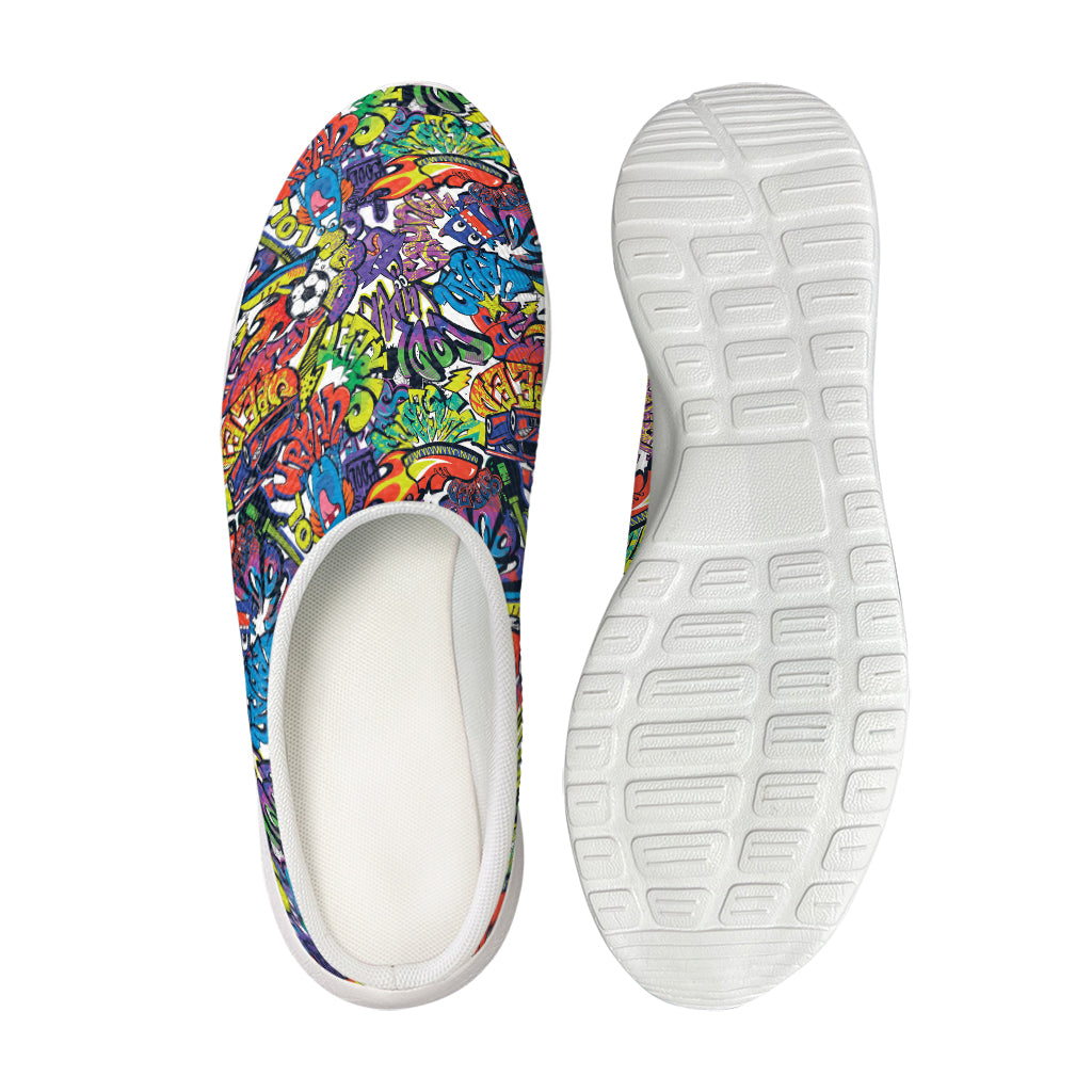 Funky Graffiti Pattern Print Mesh Casual Shoes