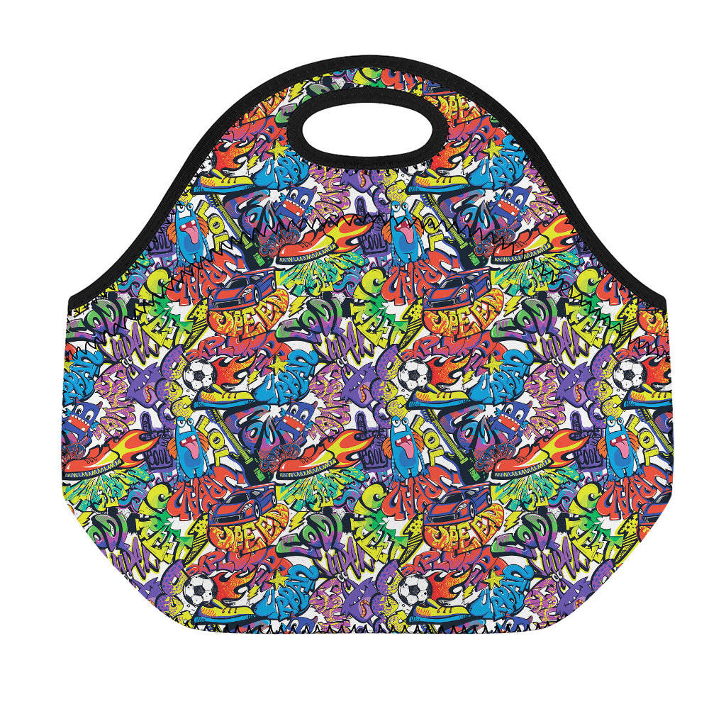 Funky Graffiti Pattern Print Neoprene Lunch Bag