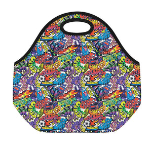 Funky Graffiti Pattern Print Neoprene Lunch Bag