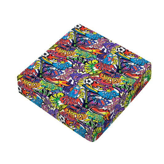Funky Graffiti Pattern Print Outdoor Seat Cushion Cover