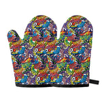 Funky Graffiti Pattern Print Oven Mitts