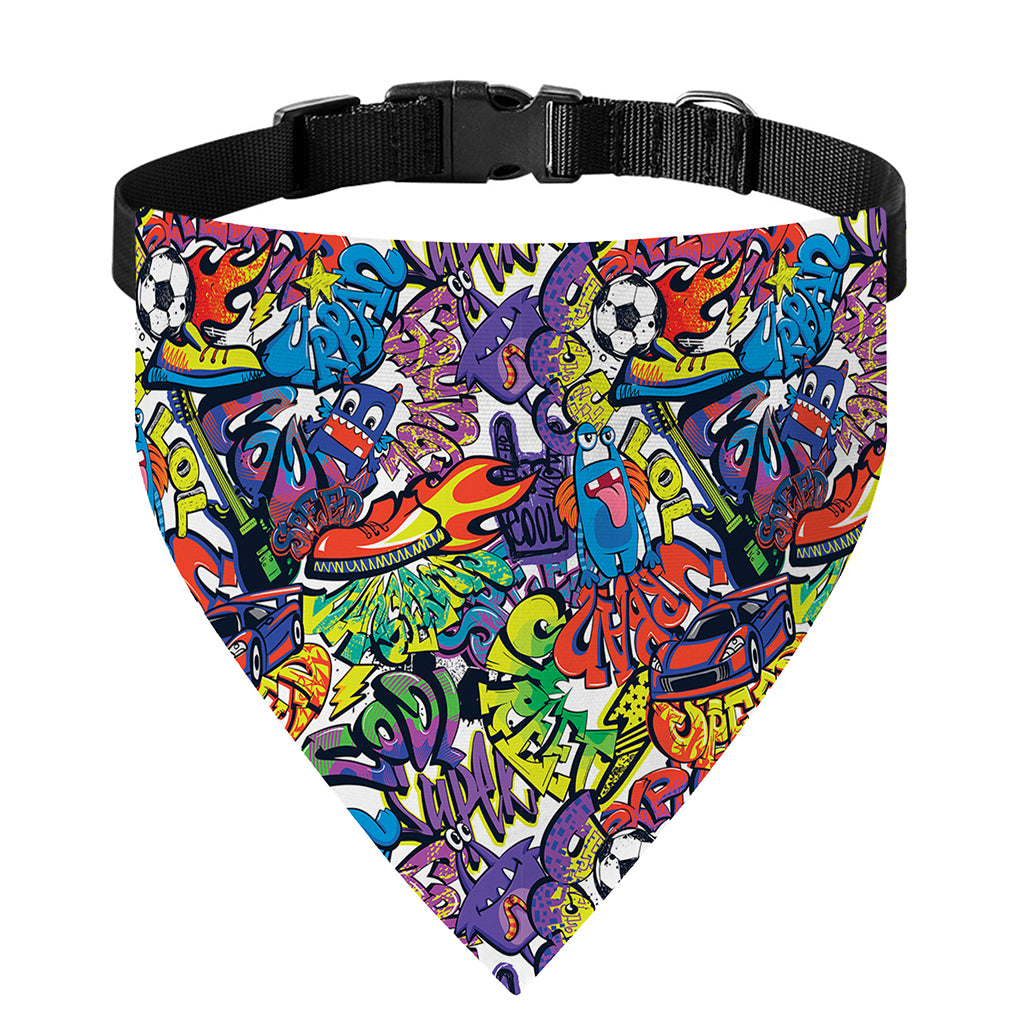 Funky Graffiti Pattern Print Over The Collar Dog Bandana