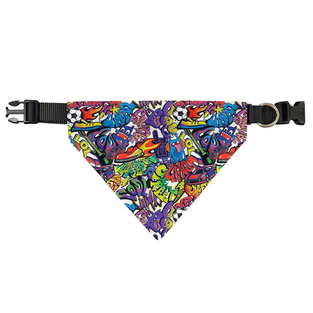Funky Graffiti Pattern Print Over The Collar Dog Bandana