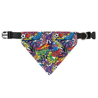 Funky Graffiti Pattern Print Over The Collar Dog Bandana