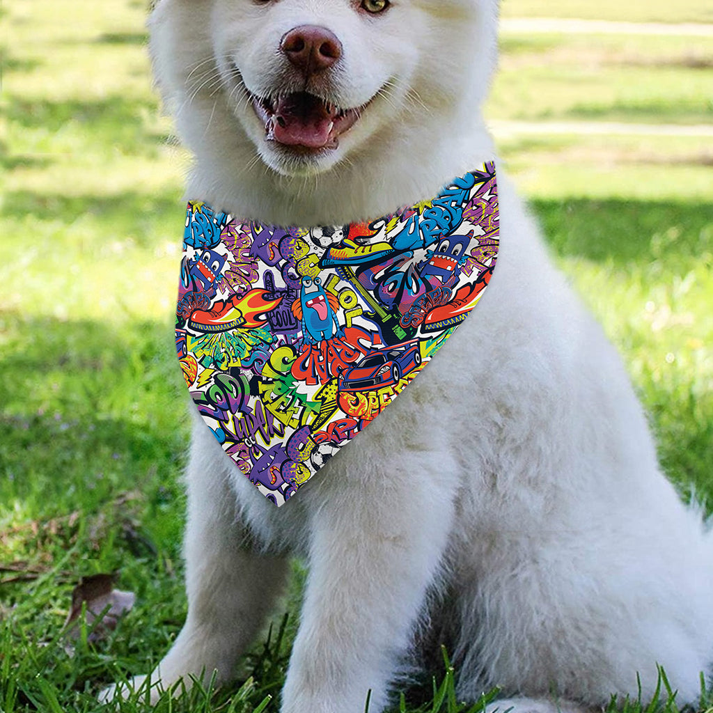 Funky Graffiti Pattern Print Over The Collar Dog Bandana