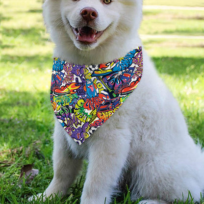 Funky Graffiti Pattern Print Over The Collar Dog Bandana