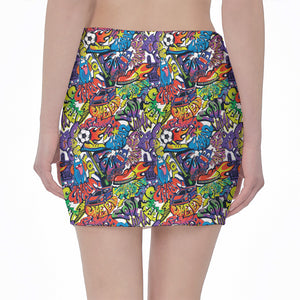 Funky Graffiti Pattern Print Pencil Mini Skirt