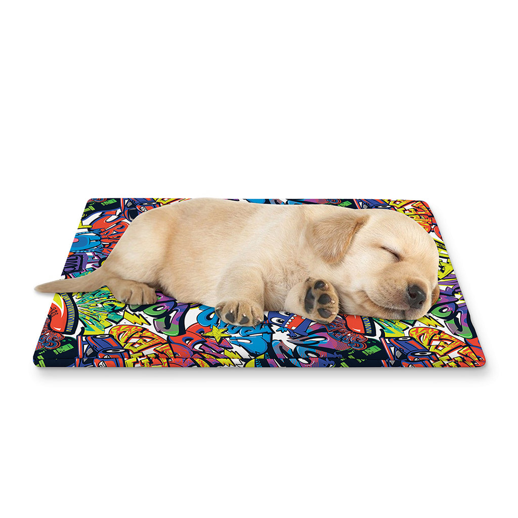 Funky Graffiti Pattern Print Pet Cooling Mat Cover