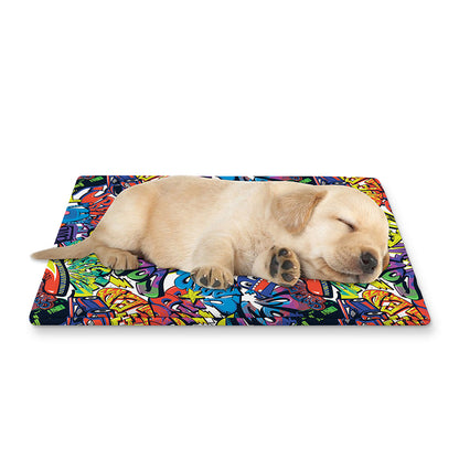 Funky Graffiti Pattern Print Pet Cooling Mat Cover