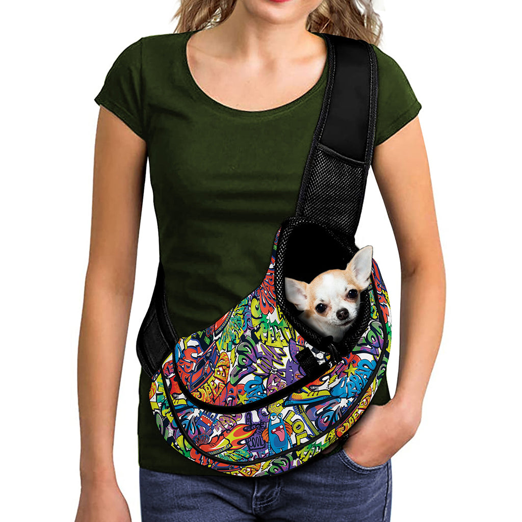Funky Graffiti Pattern Print Pet Sling Carrier