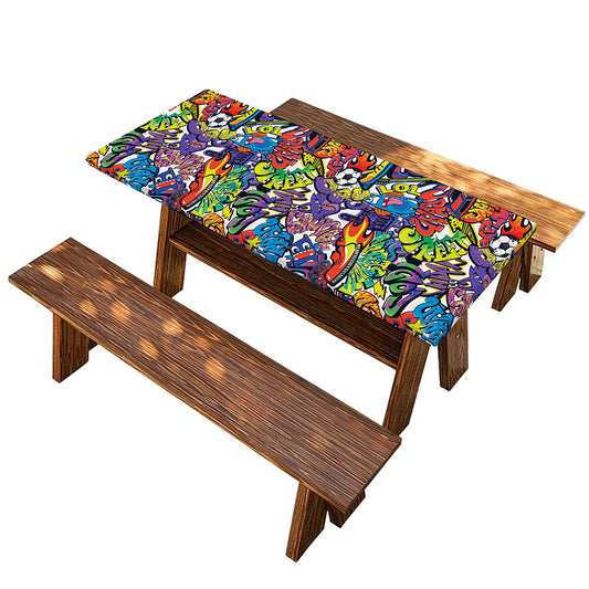 Funky Graffiti Pattern Print Picnic Table Cover