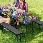 Funky Graffiti Pattern Print Picnic Table Cover