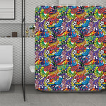 Funky Graffiti Pattern Print Polyester Shower Curtain
