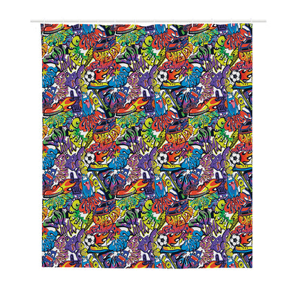 Funky Graffiti Pattern Print Polyester Shower Curtain
