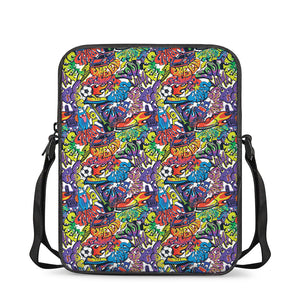 Funky Graffiti Pattern Print Rectangular Crossbody Bag