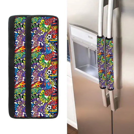 Funky Graffiti Pattern Print Refrigerator Handle Covers