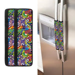 Funky Graffiti Pattern Print Refrigerator Handle Covers