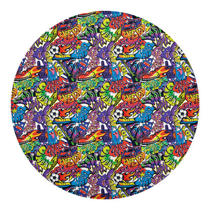 Funky Graffiti Pattern Print Round Blanket