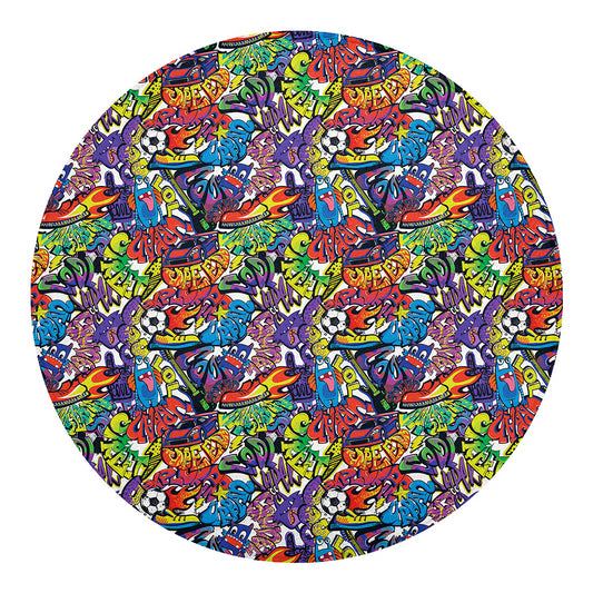 Funky Graffiti Pattern Print Round Blanket