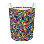 Funky Graffiti Pattern Print Round Laundry Basket